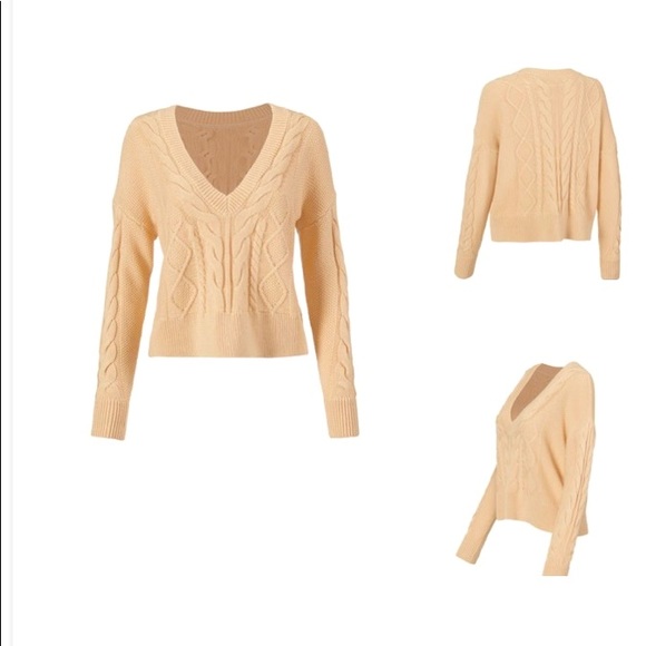 cabi cropped cable pullover